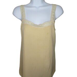 Pezzetti Womens Silk Camisole Tank Top Lace Trim Size 8 Beige